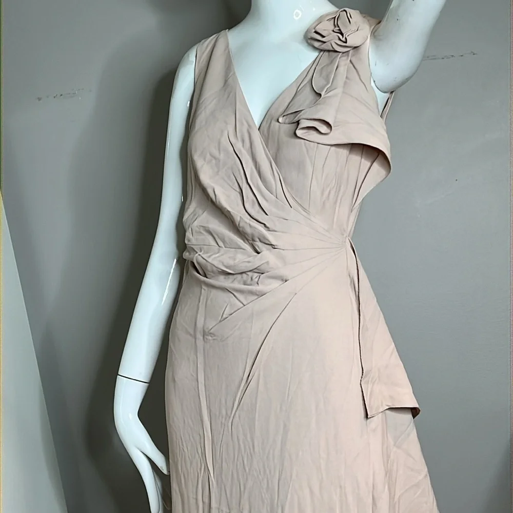 Valentino Sz 6 Silk Crepe Dusty Rose Sleeveless Long Gown - Picture 8 of 14